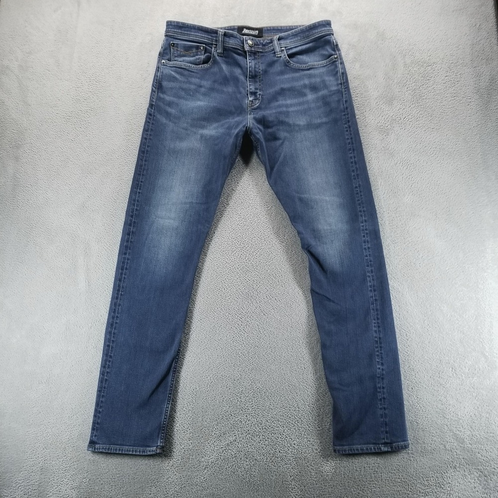 Revtown Jeans Mens 36x34 Blue Taper Mid Rise Medium Wash Stretch Decade Denim